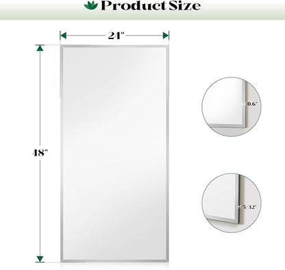 Bathroom Frameless Beveled Wall Mirror, 24"x48" Reactangle Beveled Mirror, Bathroom Wall Mirrors for Over Sink, Entryway, Bedroom, Living Room, Hangs Horizontally or Vertically