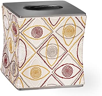 Zahari Home 2pc Sedona Modern Bath Accessories Set Waste Basket & Tissue Box Modern Classic Contemporary Decorative Beautiful Designs Bathroom Decor Set for Home Luxury Bath Set