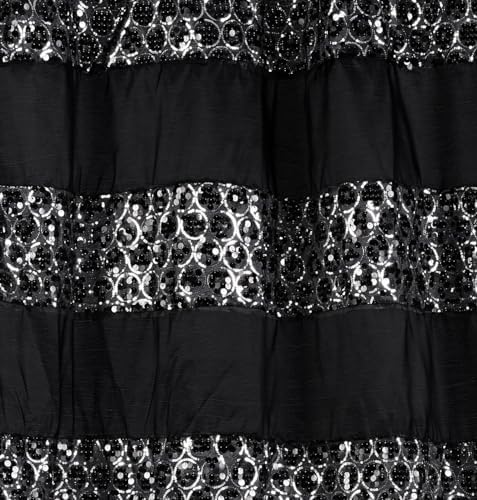 Zahari Home Sinatra Bathroom Shower Curtain Glamorous Bling Fabric Shower Curtain, 72"x70", Black