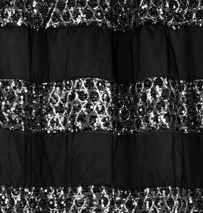 Zahari Home Sinatra Bathroom Shower Curtain Glamorous Bling Fabric Shower Curtain, 72"x70", Black
