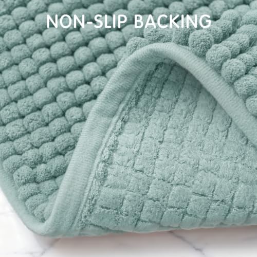 SUBRTEX Bathroom Rugs, 24" x 44" Chenille Bath Rug Soft Short Plush Bath Mat Soft Shower Mat Water Absorbent Shower Mat Quick Dry Machine Washable, Light Green