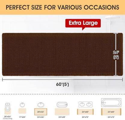 IM HOME Waffle Bath Mat Brown 5'x2', Boho Woven Modern Bath Mat Rugs, Absorbent Non Slip Bathroom Rugs, Soft Washable Bath Rugs with Tassels for Bathroom, Bedroom, Kitchen, Shower, Tub