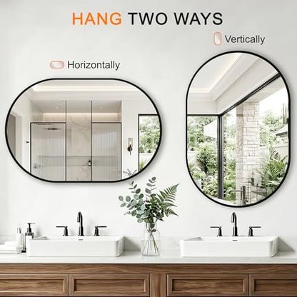 Oval Bathroom Mirror, 2 Pack 20"x30" Black Vanity Mirror for Over Sink