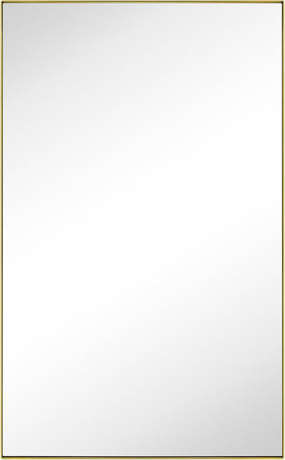 TEHOME Recessed Mount 16x26'' Squared Rectangle Brushed Gold Bathroom Medicine Cabinet with Mirror Gold Metal Framed Rectanglular Medicine Cabinet 2 Adjustable Glass Shelves