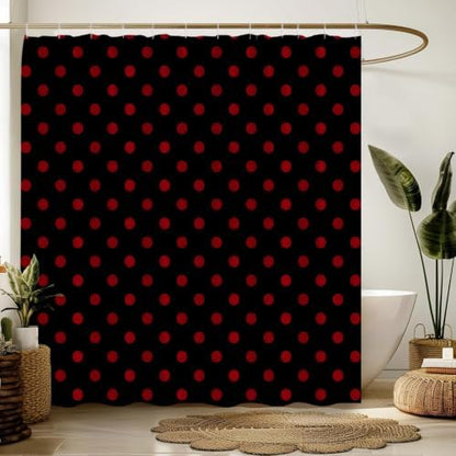Polka Dot Shower Curtain Bathroom Decor with Hooks,70"Wx75"H