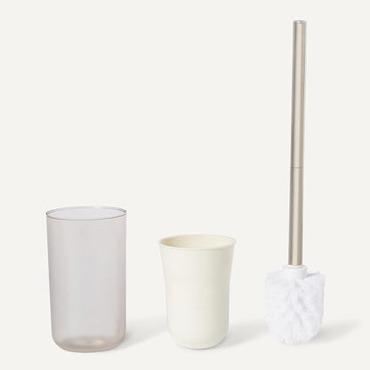 Amazon Basics 6-Piece Bathroom Accessory Set with Toothbrush Holder, Soap Dispenser, Soap Dish, Toothbrush Cup, Trash Can and Toilet Brush & Holder, Ivory
