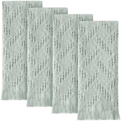 HunnmingRe 4 Pack Boho Hand Towel for Kitchen, Mint Green