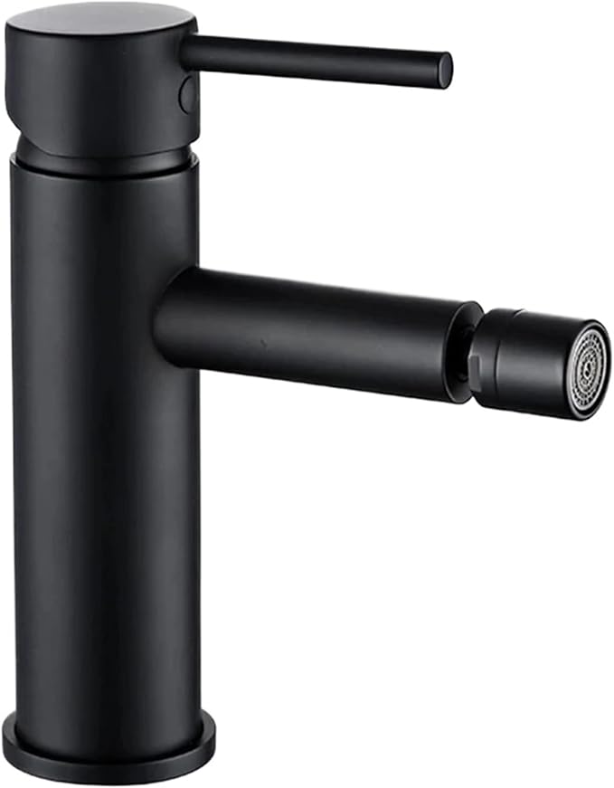 Bathroom Bidet Faucet Cold and Hot Water Mixer Tap Sprayer Brass Polished Chrome Black Gold Single Hole Deck Mount(R-Matt Black)