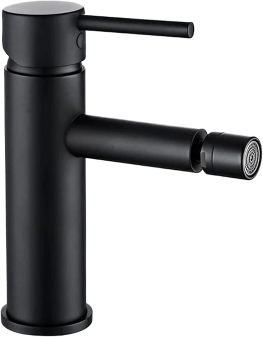 Bathroom Bidet Faucet Cold and Hot Water Mixer Tap Sprayer Brass Polished Chrome Black Gold Single Hole Deck Mount(R-Matt Black)