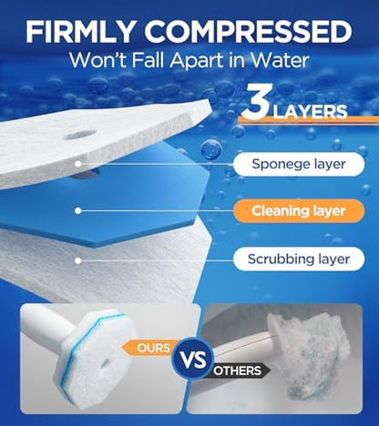 36 Count Refills For Clorox Toilet Wand, 5X Cleaning Power Toilets Bowl Cleaners With Exclusive Formula, High-Density Disposable Toilets Brush Scrubber - No Falling Apart, Fresh Fragrance