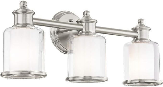Livex Lighting 40213-91 Transitional Three Light Bath Vanity from Middlebush Collection in Pwt, Nckl, B/S, Slvr. Finish, Brushed Nickel, 23.5 x 6.5 x 9