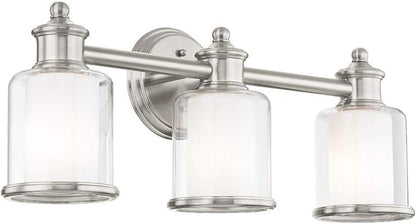 Livex Lighting 40213-91 Transitional Three Light Bath Vanity from Middlebush Collection in Pwt, Nckl, B/S, Slvr. Finish, Brushed Nickel, 23.5 x 6.5 x 9