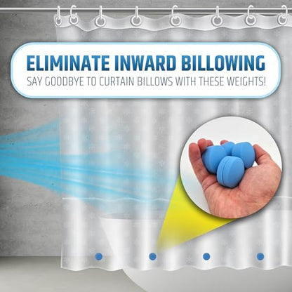 Powerful Anti-Billowing Magnetic Shower Curtain Weights for Splash-Free Bath Experience - 360° Silicone Wrapped - Will Never Rust - Heavy Magnets Prevent Curtain Liners from Blowing | 4 Pairs | Blue