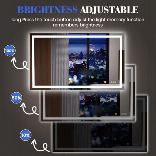 JISOSO LED Bathroom Mirror, Bathroom Vanity Mirror, 48"x36"