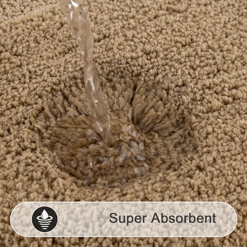 SHACOS Soft Microfiber Bathroom Rugs Set of 2 Pieces, Khaki Brown