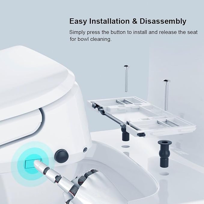 R&T V303 Electric Bidet Seat, Auto-Open Elongated Toilet Seat, Instant Warm Water, Adjustable Heated Seat, Air Dryer, Night Light, Remote Control, Bidet Attachment for Toilet