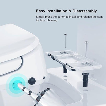 R&T V303 Electric Bidet Seat, Auto-Open Elongated Toilet Seat, Instant Warm Water, Adjustable Heated Seat, Air Dryer, Night Light, Remote Control, Bidet Attachment for Toilet