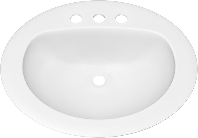 PROFLO PF20178 Rockaway 20-1/2" Oval Vitreous China Drop In Bathroom Sink with Overflow and 3 Faucet Holes at 8" Centers - White