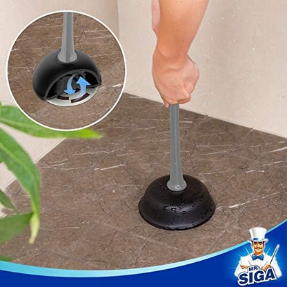 MR.SIGA Toilet Plunger and Brush Combo for Toilet Cleaning, Gray, 2 Set (Pack of 6)