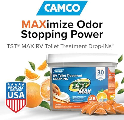 Camco TST MAX RV Toilet Treatment Drop-INs - Orange 30-pk - Made in the USA