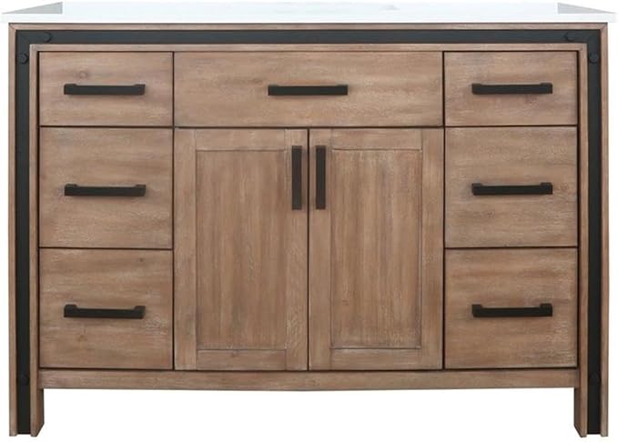 Ziva 48 in W x 22 in D Rustic Barnwood Bath Vanity and Cultured Marble Top