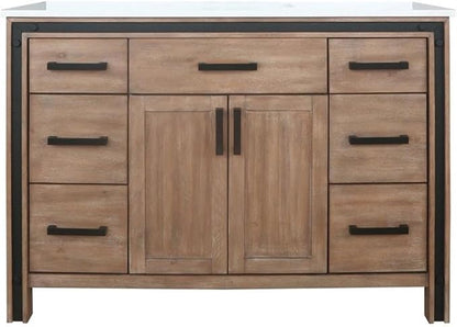 Ziva 48 in W x 22 in D Rustic Barnwood Bath Vanity and Cultured Marble Top