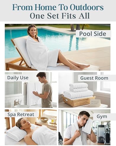 Casa Platino Large Bath Towel Set Absorbent Quick Dry 100% Cotton - White