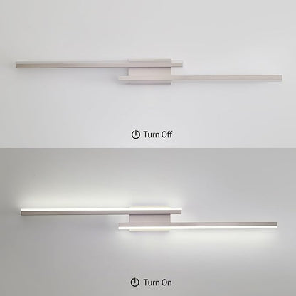 48in Modern LED Brushed Nickel Vanity Light Bar, Dimmable 46W 3200LM, 5000K Cool White, Adjustable Bathroom Light Fixtures Over Mirror -2 Light
