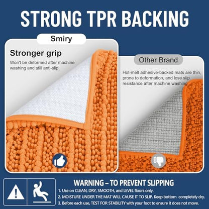 Smiry Bathroom Rugs 24X16, Extra Soft Rubber Backing Chenille Bath Mats