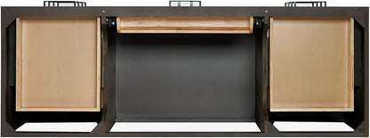 ARIEL Hepburn 60-inch Bathroom Vanity with Sink,Solid Wood, 1.5-inch Carrara White Quartz Countertop, Single Rectangular Porcelain Sink, 2 Soft Closing Doors, 9 Dovetail Drawers, Brown Oak