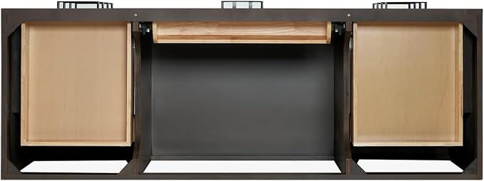 ARIEL Hepburn 60-inch Bathroom Vanity Base Cabinet,Solid Wood, 2 Soft Closing Doors, 9 Dovetail Drawers, Brown Oak