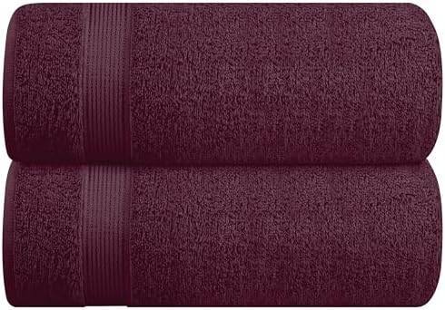 Belizzi Home Cotton 2 Pack Oversized Bath Sheet 35x70, Large Bath Sheet, Ultra Soft, Absorbent, Compact, Eco-Friendly, Recyclable, Quick Drying and Lightweight Towel - Burgundy