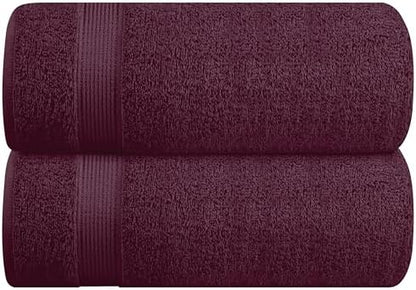 Belizzi Home Cotton 2 Pack Oversized Bath Sheet 35x70, Large Bath Sheet, Ultra Soft, Absorbent, Compact, Eco-Friendly, Recyclable, Quick Drying and Lightweight Towel - Burgundy