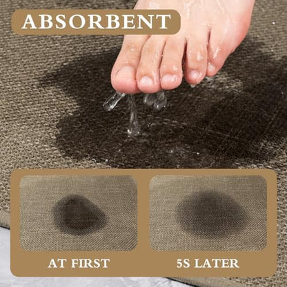 YIHOUSE Bathroom Rugs Thin Bath Mat Sets 2 Pieces Quick Dry,Brown