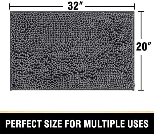 H.VERSAILTEX Bathroom Rugs for Bathroom Non Slip Luxury Chenille BathroomMat 20x32 Extra Soft and Absorbent Rugs Washable Dry Fast Plush Area Carpet Mats for Bath Room, Tub - Grey