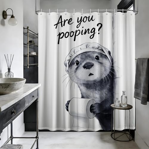 Extra Tall Shower Curtain XL are You Pooping Otter, 70 x 96 Inchs