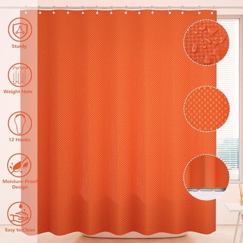 XLHOMO Bathroom Accessories Set - 25PC Bathroom Sets with Shower Curtain and Rugs, Orange Bathroom Accessories with Trash Can, Soap Dispenser, Soap Dish & Toilet Brush