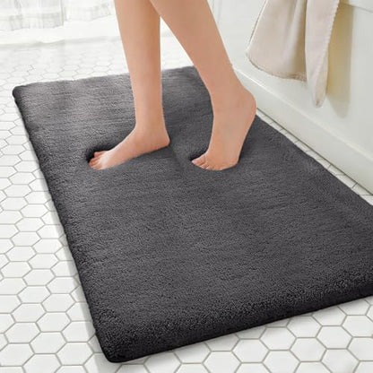 MINIDEAR Bathroom Rugs 47x20 Volcanic Gray - Thick Memory Foam Bath Mat, Ultra Soft & Plush Fluffy, Non-Slip, Quick Dry, Absorbent Washable Floor Microfiber Mat for Tub, Home Decor Accessories