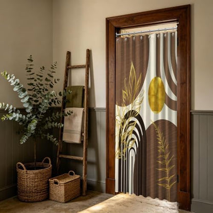 Brown and Gold Stall Shower Curtain, 48X72 in Narrow Small, Mid Century