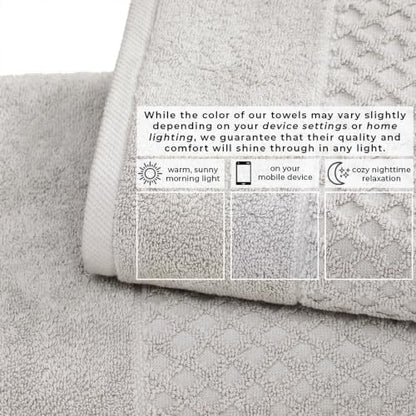 Great Bay Home Bath Towels - 100% Cotton 6 Piece Bath Sheet Set - Diamond Waffle Weave - Absorbent, Durable, Quick-Dry Towels for Bathroom (Light Grey)