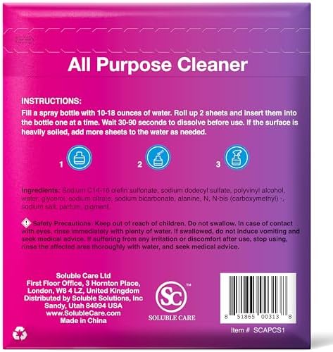 All Purpose Cleaner Sheets: Lemon Scent, Makes 5 Bottles