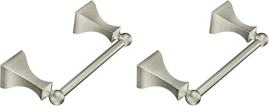 Moen Retreat Brushed Nickel Double Post Pivoting Toilet Paper Holder, Wall Mounted Toilet Roll Holder, DN8308BN (Pack of 2)