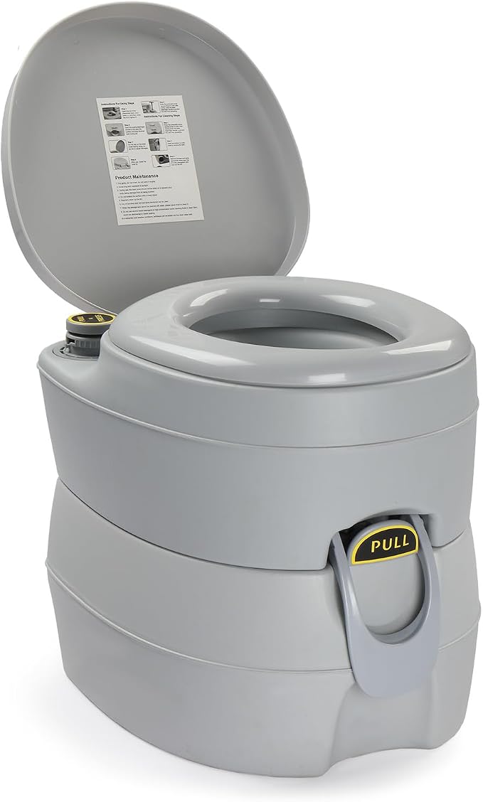 VINGLI Portable Toilet for Camping, Portable RV Toilet with 5.3 Gallon Detachable Sewage Tank, Indoor Outdoor Leak-Proof Toilet for Adults, Suitable for Hiking, Camping, Traveling and Boating