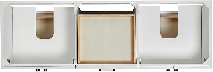 ARIEL Kelly 66-inch Bathroom Vanity with Sink,Solid Wood, 1.5-inch Pure White Quartz Countertop & Backsplash, Double Rectangular Porcelain Sink, 4 Soft Closing Doors, 5 Dovetail Drawers, White