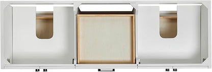 ARIEL Kelly 66-inch Bathroom Vanity with Sink,Solid Wood, 1.5-inch Pure White Quartz Countertop & Backsplash, Double Rectangular Porcelain Sink, 4 Soft Closing Doors, 5 Dovetail Drawers, White
