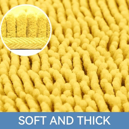 Bcoimo Small Bath Rug Mat,Yellow Chenille High Absorbent Bathroom Floor Mat