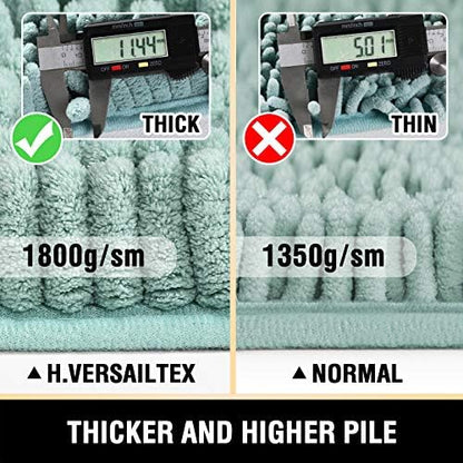 H.VERSAILTEX Bathroom Rugs Bath Mats Non Slip Luxury Chenille Bathroom Runner Rug 47x17 Extra Soft and Absorbent Shaggy Rugs Washable Dry Fast Area Carpet Mats, Tub - Aqua Foam