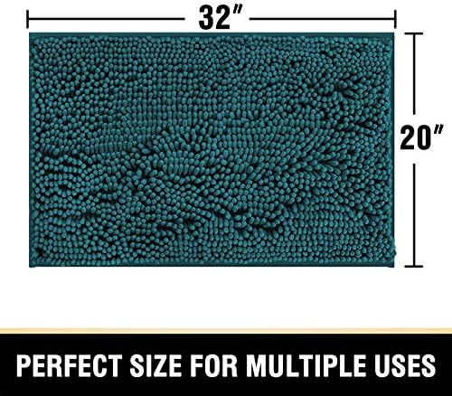 H.VERSAILTEX Bathroom Rugs Bath Mats Non Slip Chenille Bathroom Rug Mat 20x32 Extra Soft and Absorbent Shaggy Rugs Washable Dry Fast Plush Area Carpet Mats for Bath Room, Tub - Dark Teal