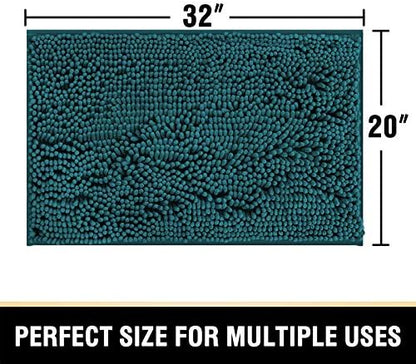 H.VERSAILTEX Bathroom Rugs Bath Mats Non Slip Chenille Bathroom Rug Mat 20x32 Extra Soft and Absorbent Shaggy Rugs Washable Dry Fast Plush Area Carpet Mats for Bath Room, Tub - Dark Teal
