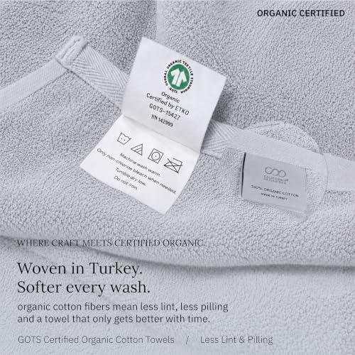 California Design Den Organic Cotton Towel & Washcloth Set of 6, Light Grey